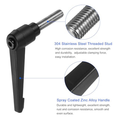 uxcell 2pcs Clamping Lever Handles, M10 x 35mm 304 Stainless Steel Threaded Male Stud, Adjustable Handles Locking Quick Release Ratchet Push Button Bolt Knobs, Black - size: M10 x 35mm