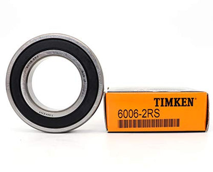 2PACK TIMKEN 6006-2RS Double Rubber Seal Bearings 30x55x13mm, Pre-Lubricated and Stable Performance and Cost Effective, Deep Groove Ball Bearings