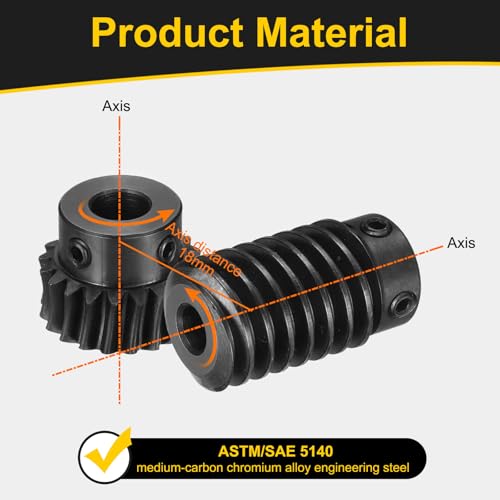 uxcell Worm Gear Set 1 Mod 20T 1:20 Reduction Rate,Gear 8mm,Rod 6mm Bore - size: Gear 8mm, Rod 6mm Bore