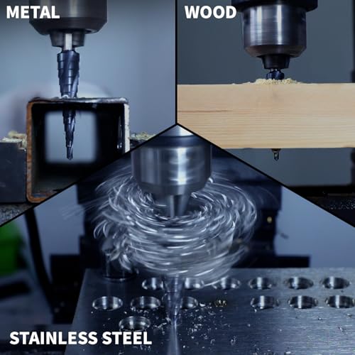 GRENPRO M35 Cobalt Step Drill Bit, 1/4"-1-1/8", TiAlN, 1/4" Hex Shank - size: 1/4"-1-1/8"
