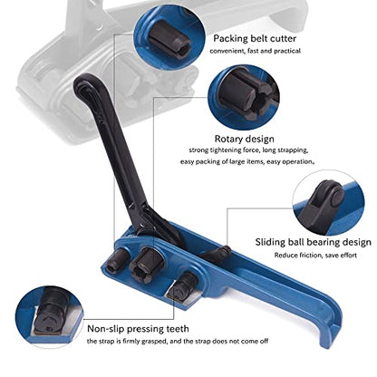 Heavy Duty Poly Strapping Tensioner - Banding Tools Windlass for 1/2" -3/4" Width Polyester Polypropylene Strap - color: blue tensioner