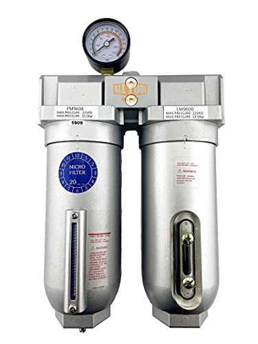 3/4" NPT SUPER DUTY Industrial Grade 2 Stages Coalescing Filter Desiccant Dryer System For Compressed Air Lines, Metal Bowls, Great For Paint Spray And Plasma Cutter - color: 155 Cfm, 215 Psi (Manual Drain), size: 3/4" NPT
