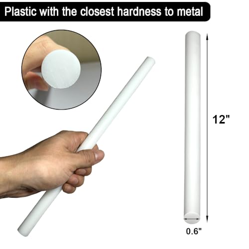 2Pack Round Acetal Copolymer Rods - 5/8 -Inch Diameter and 12-Inch Length Opaque White Acetal Copolymer Rods （POM-C） Standard Tolerance Perfect for Non-Marring Fixtures(0.62in×12in) - size: 5/8" x 12"