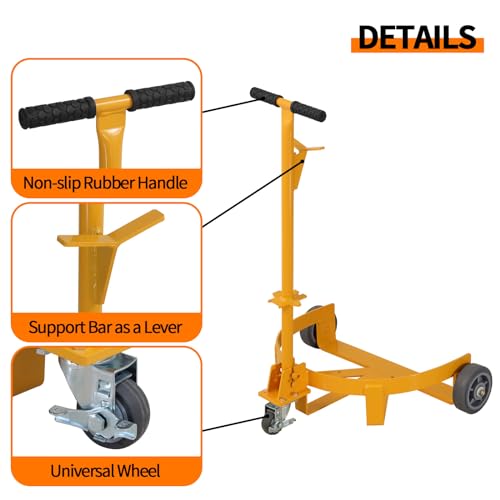 55 Gallon Drum Dolly, 1200lbs Capacity Oil Drum Caddy, Low Profile Barrel Dolly Cart with Adjustable Handle for Workshop Factory Warehouse