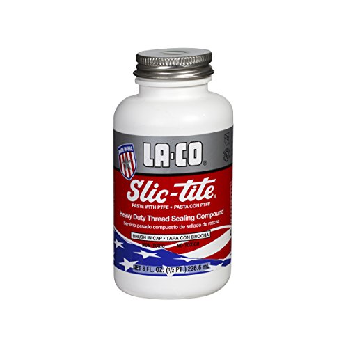 LA-CO 42019 Slic-Tite Premium Thread Sealant Paste with PTFE, -50 to 500 Degree F Temperature, 1/2 pt Jar with Brush in Cap , White - size: 1/2 pt B-N-C