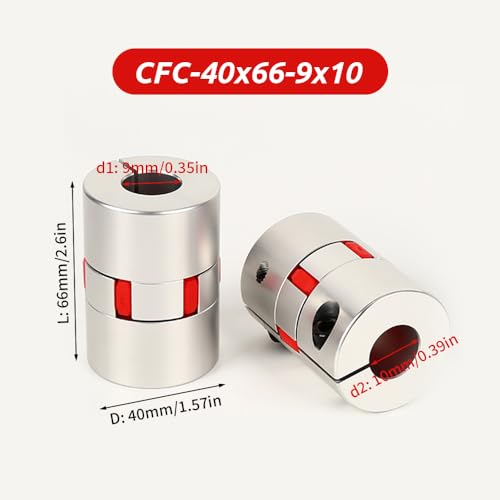 9mm to 10mm Plum Flexible Shaft Coupling, Diameter 40mm Length 66mm Aluminium Motor Connector Flexible Spider Coupler for 3D Printer CNC Machine Servo Stepped Motor - size: CFC-40x66-9x10, style: coupling