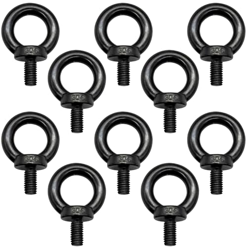 M6 Lifting Eye Bolts, Black Bolts 304 Stainless Steel (10 Pack) - size: M6