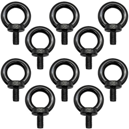 M6 Lifting Eye Bolts, Black Bolts 304 Stainless Steel (10 Pack) - size: M6
