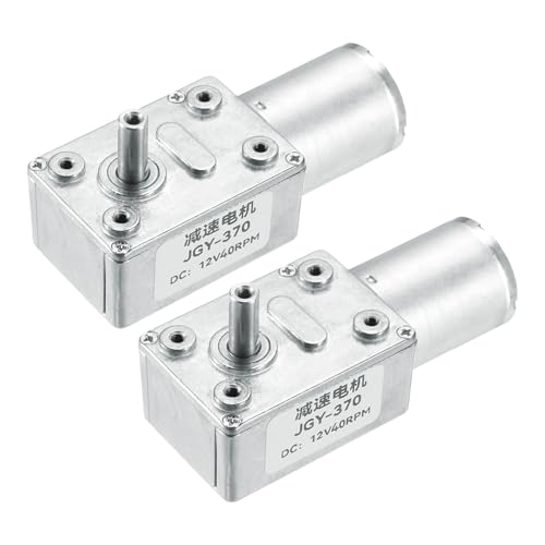 MECCANIXITY 2 Pcs DC 12V 40 RPM Reversible Worm Geared Motor Reducer Motor 6mm D Shape Shaft High Torque Gear Box Reduction Electric Motor for Sweepers, Printers, Ovens - style: 40 RPM