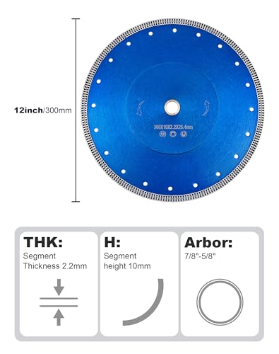 Ostek 12"/300mm Diamond Blade,1" Arbor - size: 12"