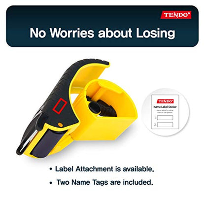 TENDO Heavy Duty Shipping Tape Dispenser, 2 Inch Packing Tape Gun with Patented 10º Sloped Chromium Blade, Replaceable Blade, Ergonomic Reusable Handle for Shipping, P-1200 (3rd Gen.)_Yellow - color: Yellow