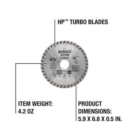 DEWALT Diamond Blade for Masonry, Dry Cutting, Continuous Rim, 7/8-Inch Arbor, 4-1/2-Inch (DW4725) - size: 1 Count (Pack of 1)