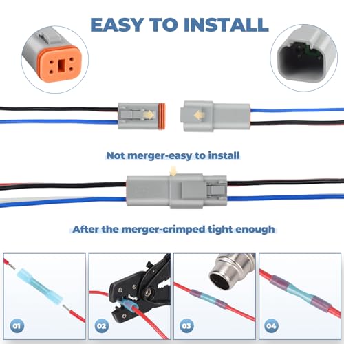 6 Kit Deutsch DT 4 pin Grey Male Female Wiring Harness - color: Grey 4Pin, size: 6Set