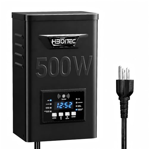 HIBOITEC 500W Low Voltage Landscape Transformer with Photocell Sensor Timer - size: 500W