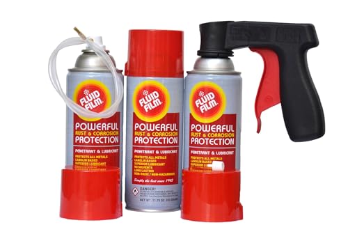 Fluid Film 11.75 oz Corrosion & Rust Protection Spray 3 Pack, Spray Can Extension Wand, Can-Gun1 Premium Can Tool Aerosol Spray