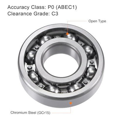 uxcell 6306 Deep Groove Ball Bearings 30x72x19mm Chrome Steel, Open Type - size: 30x72x19mm