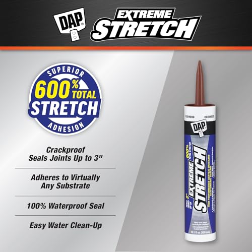 DAP Extreme Stretch Acrylic Urethane Premium Elastomeric Sealant, Redwood (7079818707) 10.1 fl oz. (Pack of 12) - size: 10.1 fl oz. (Pack of 12)
