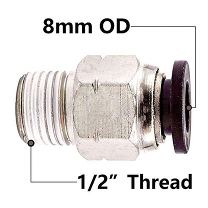 Beduan Pneumatic Push to Connect Fittings Male Straight PC 5/16 Inch Tube OD x 1/2 Inch Thread Push Lock Fittings (Pack of 10) - size: 5/16"OD-1/2"NPT-10PCS, style: 10 Pcs