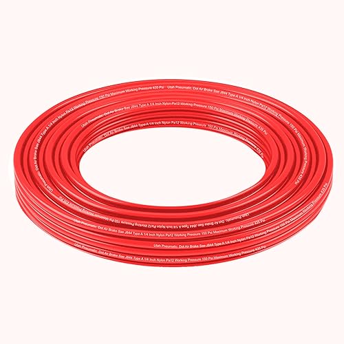 Utah Pneumatic 1/4" DOT Air Line SAE J844 PA12 Nylon Tubing, 32.8ft (Red) - color: Red, size: 1/4" x 32.8 Feet