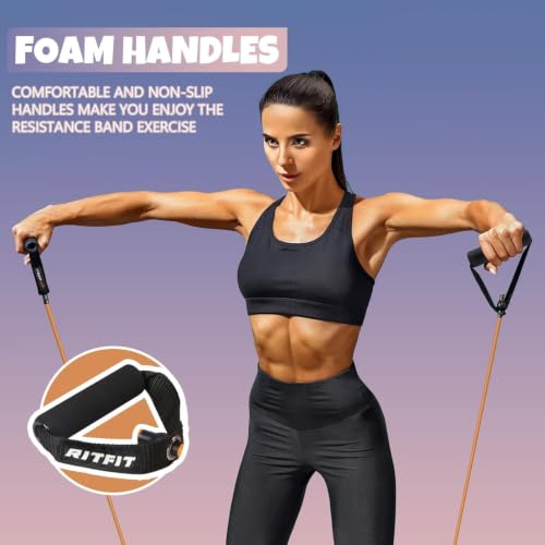 RitFit Single Resistance Bands with Handles Door Anchor for Home Gym - size: 20-25lbs