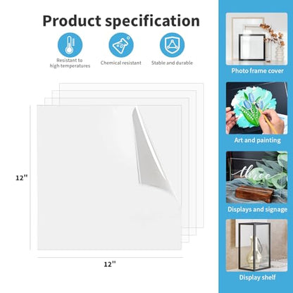 Art3d Plexiglass Sheets, Clear & Flexible, 5-Pack of 12 x 12" - color: Clear, size: 12" x 12", 1mm Thick