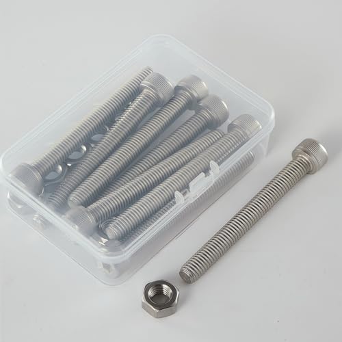 M10-1.5x50mm Socket Head Cap Screw and Nut Kit 5set, 304 Stainless Steel A2-70, Full Thread, Bright Finish - High Strength, Corrosion Resistant for Automotive, Machinery, DIY - size: M10x50mm(5 Sets）
