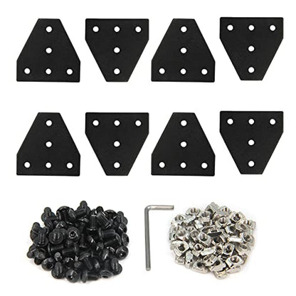 2020 Corner Bracket Plate T Shape 5 Hole 90 Degree Outside Joining Plate with M5x8mm Screws and T-Nuts for 20 x 20mm Series Aluminum Extrusion Profile,8pcs/Pack (Black-2020 T Shape) - style: Black-2020 T Shape