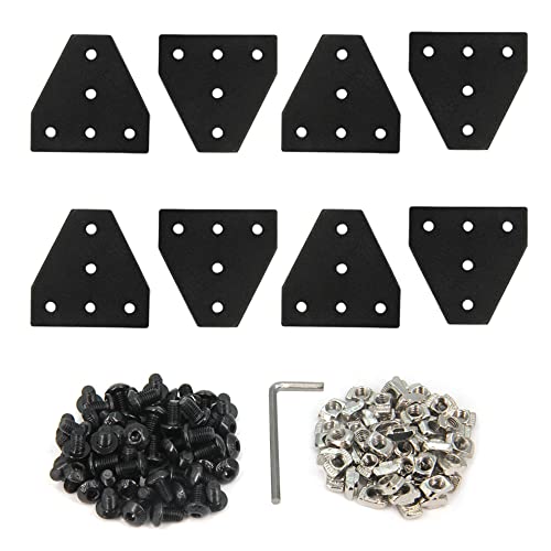 2020 Corner Bracket Plate T Shape 5 Hole 90 Degree Outside Joining Plate with M5x8mm Screws and T-Nuts for 20 x 20mm Series Aluminum Extrusion Profile,8pcs/Pack (Black-2020 T Shape) - style: Black-2020 T Shape