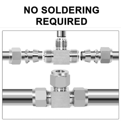 ChillWaves 304 Stainless Steel Tee Compression Tube Fitting, 1/2" OD x 1/2" OD x 1/2" OD Compression Union Connector(1-PACK) - size: 1/2" OD x 1/2" OD x 1/2" OD