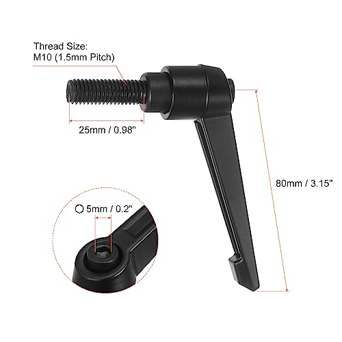 HARFINGTON 8pcs Adjustable Clamping Lever Handles M10 x 25mm Male Thread Bolt Knobs Rotating Screw Locking Quick Release Ratchet Push Button Handle, Black - size: M10 x 25mm