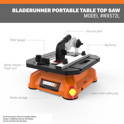 WORX BladeRunner Portable Tabletop Saw, 5.5 Amp, WX572L