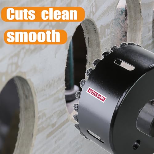 5” Carbide Grit Hole Saw Cutting Air Brick Stucco Hardy Plank Drywall Cement Board with Pilot Drill Bits Up to 3X Long Life - color: (127mm)5"