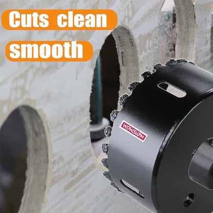 5” Carbide Grit Hole Saw Cutting Air Brick Stucco Hardy Plank Drywall Cement Board with Pilot Drill Bits Up to 3X Long Life - color: (127mm)5"