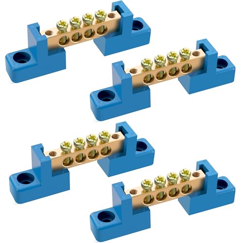 Neutral Bar, 4 Pack 4-Position Brass Terminal Block - size: 4 Position, style: Neutral Bus Bar