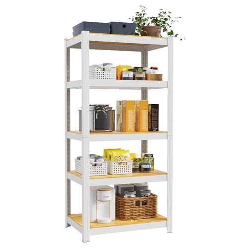 5 Tier Storage Shelves White Metal Garage Shelving 24"W x 16"D x 60"H - size: 24" W x 16" D x 60" H