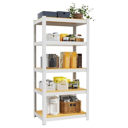 5 Tier Storage Shelves White Metal Garage Shelving 24"W x 16"D x 60"H - size: 24" W x 16" D x 60" H
