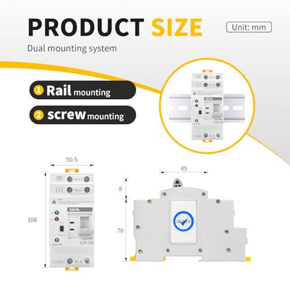 GEYA 4P 63A AC220V Automatic Transfer Switch,ATS Dual Power Auto Transfer Switch,Uninterruptible Millisecond-Level ATS,DIN Rail Mounting（G2R 4P 63A AC220V） - color: 4P-63A-AC220V