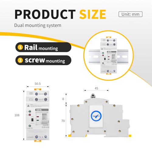 GEYA 4P 63A AC220V Automatic Transfer Switch,ATS Dual Power Auto Transfer Switch,Uninterruptible Millisecond-Level ATS,DIN Rail Mounting（G2R 4P 63A AC220V） - color: 4P-63A-AC220V