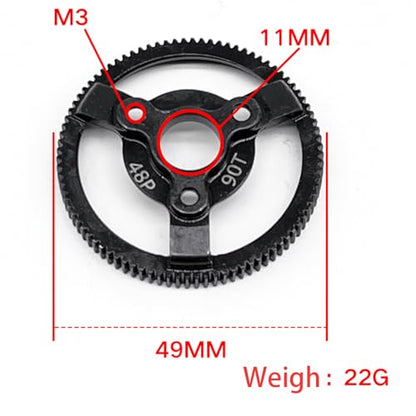 90T 48P Hardened Steel Spur Gear for Traxxas Slash Stampede Rustler 2WD - size: 48P-Spur Gear-90T