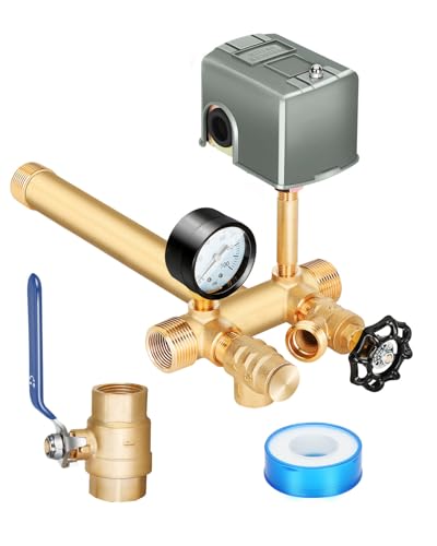 Miumoon 1"x 11" Well Pressure Tank Tee Kit with 40-60Psi Pressure Switch