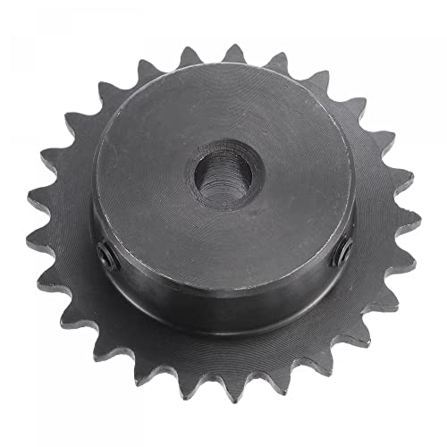 uxcell 25 Tooth Roller Sprocket B Type, #25 Chain, Single Strand 1/4" Pitch, 8mm Bore Black Oxide C45 Carbon Steel with Set Screws for ISO 04C - size: 8mm