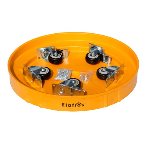 ELAFROS Heavy Duty Plastic Drum Dolly with Brake, 30/55 Gal, 900lb Yellow - color: Yellow, size: 1 Pack With Brake