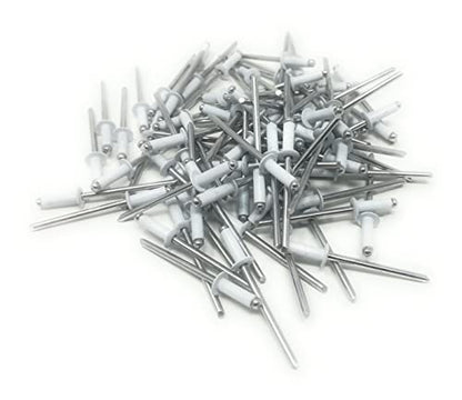 Metal Magery 100 White Aluminum Open End Pop Rivets QTY: 100 (4-4 1/8" x 1/4" (0.188-.250 Inch Grip Range))