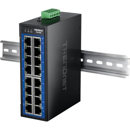 TRENDnet 16-Port Industrial Gigabit DIN-Rail Switch, TI-G160 - style: 16 x Gigabit Ports