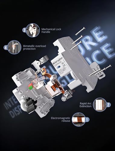 AC Miniature Circuit Breaker 2 Pole 20A (MCB),120V/240V 50/60Hz DIN Rail Mount Breaker, Compatible with Grid-Tied Solar Systems, RV & Home Circuits(C20A)