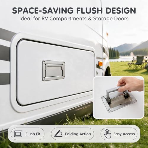 Bitray Boat Deck Hatch Handle 3.5"/95mm Toolbox Flush Pull Handle - Silver - color: Silver, size: 3.5" x 2.4"