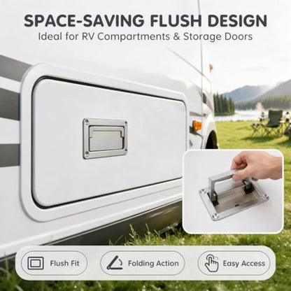 Bitray Boat Deck Hatch Handle 3.5"/95mm Toolbox Flush Pull Handle - Silver - color: Silver, size: 3.5" x 2.4"