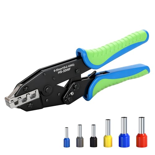 Crimping Tool for Sleeves Ferrule Terminals for Electricians Technicians Installers - Ratcheting Wire Crimpers for Pin Cord End Sleeves - AWG 10-2 (6-35mm²) - Electrical Crimping Tool - color: Crimping Tool for Sleeves Ferrule Terminals