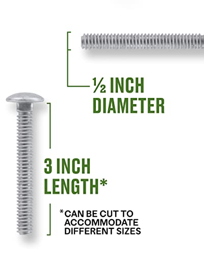 Hillman Hot-Dipped Galvanized Carbon Steel Carriage Bolts 1/2-13 x 3-Inch - size: 50-Pack, style: 1/2 x 3"