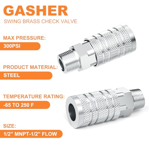 GASHER 2PCS 1/2-Inch Male Quick Connect Air Coupler, 1/2 Basic Flow Industrial Coupler，For Air Compressor Quick Connect Air Hose Fittings Set - size: 1/2" MNPT - 1/2 Flow